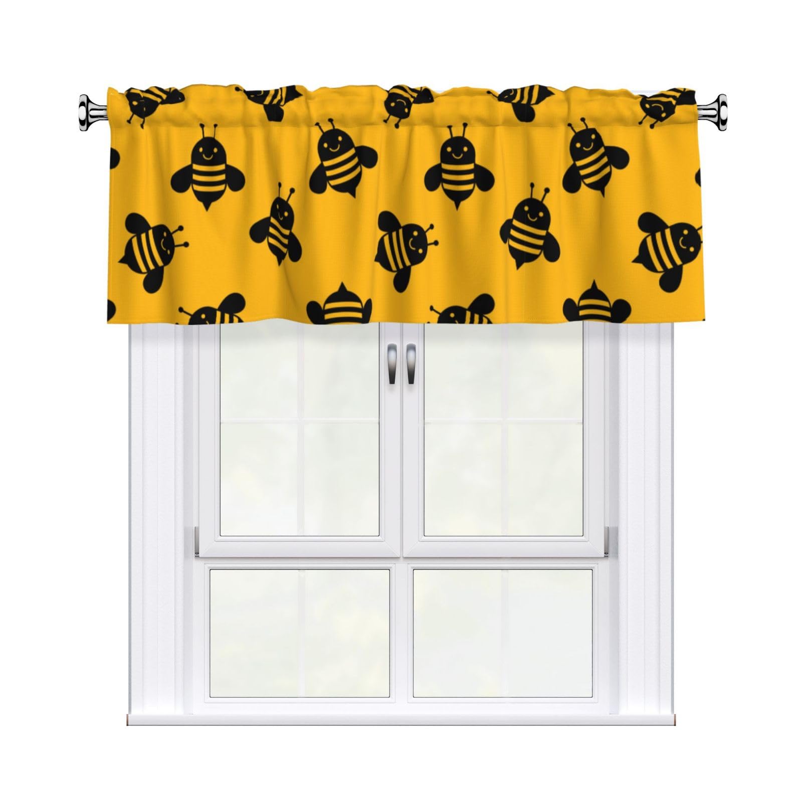 Noble Ren Bees Silhouette Short Curtain Valance 54x18in For Kitchen Bathroom Cafe Living Room Decoration