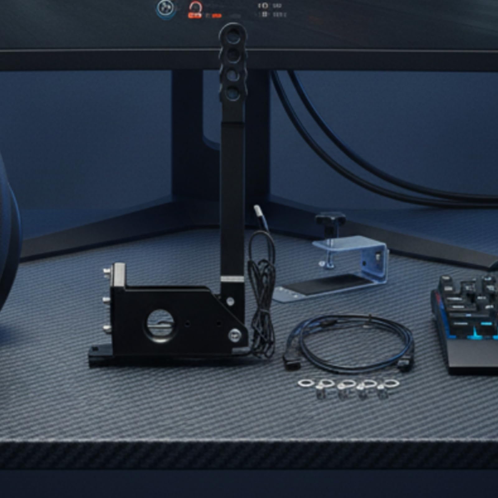 Hzoibyze Handbrake Freno de Mano de Sim para PC Controlador USB Palanca de Carreras Mando de Juego Aleación de Aluminio Modos Lineal y Botón con Respuesta, Freno De Mano Individual