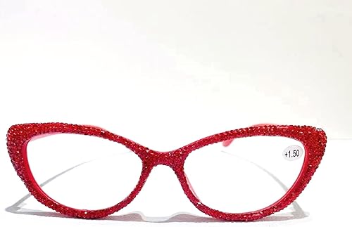 Miniatura 2 de Gafas de lectura de diamantes de imitación de ojo de gato de moda para mujer, gafas de fiesta de diamantes de imitación para mujer