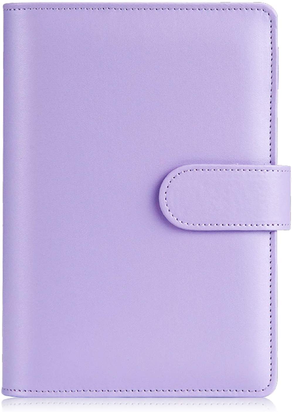 ALIBRAHIM A6 Notebook Binder, 6 Ring Planner with Stylish Design, Loose Leaf Personal Organizer Binder Cover with Magnetic Buckle Closure, PU Leather Binder for Women with Macaron Colors-Lavender
