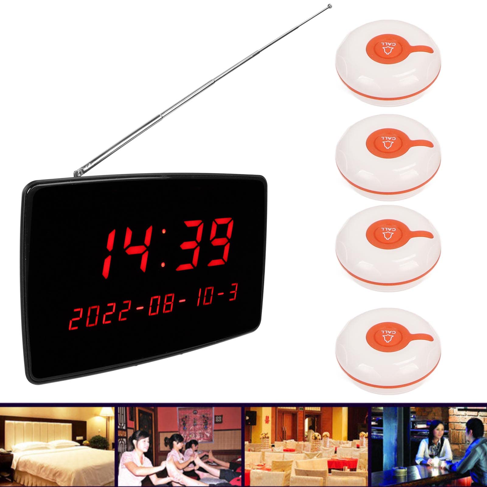 di Chiamata Wireless, Cercapersone Paziente con 20 Pulsanti di Chiamata Impermeabili e Ricevitore Display 1PC per Ristorante, Clinica, Casa di Cura, Fabbriche di Badanti(Spina UE)
