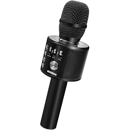Amazon Bonaok進化版 カラオケマイク Bluetooth ポータブルスピーカー 大容量2600mah 音楽再生 エコー 録音可能 高音質カラオケ機器 ワイヤレスマイク ノイズキャンセリング Tfカード 家庭カラオケ Android Iphone Pcに対応 日本語説明書 ブラック 楽器 音響
