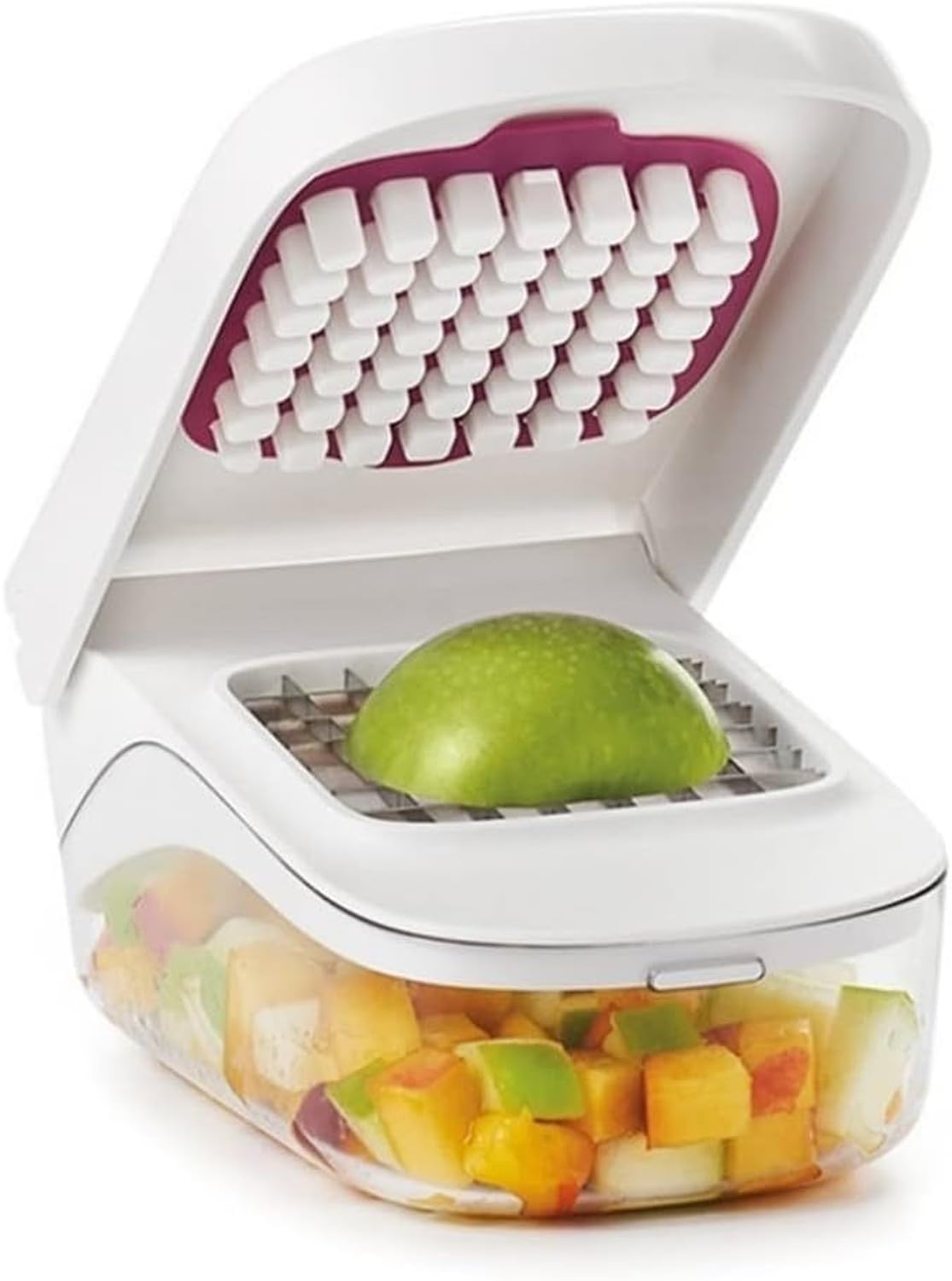 Knoblauchpresse, manueller Knoblauch-Ingwer-Pressezerkleinerer, Gemüse-Obst-Schneider, Zwiebelschneider, sauberes Pressen ohne herumfliegende Stücke, White, 20 * 12,5 * 10cm