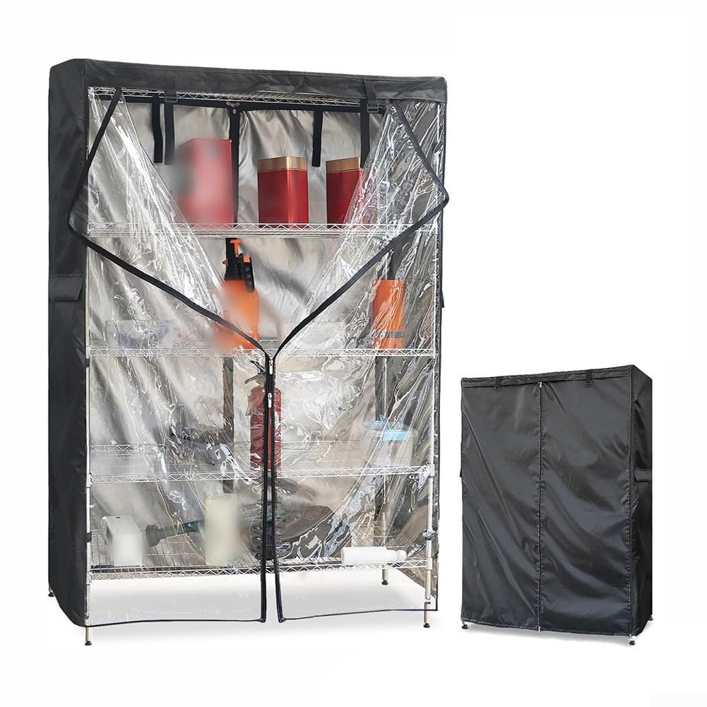 Protection d'étagère Oxford 210D avec housse transparente pour rack 122x48x183 cm