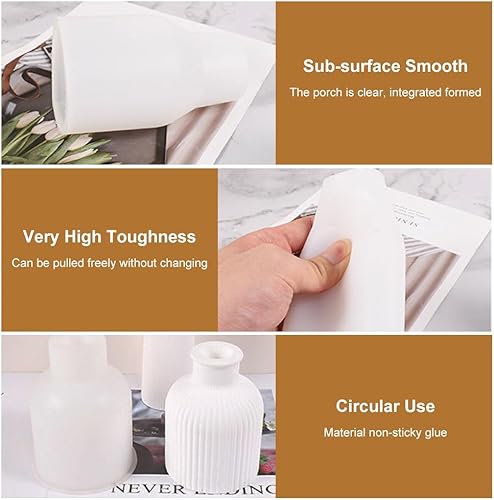 Miniatura 2 de Molde de resina para jarrón, paquete de 4 moldes de silicona para jarrón para bricolaje, arte, bolígrafos, flores, difusores de perfume, organizador