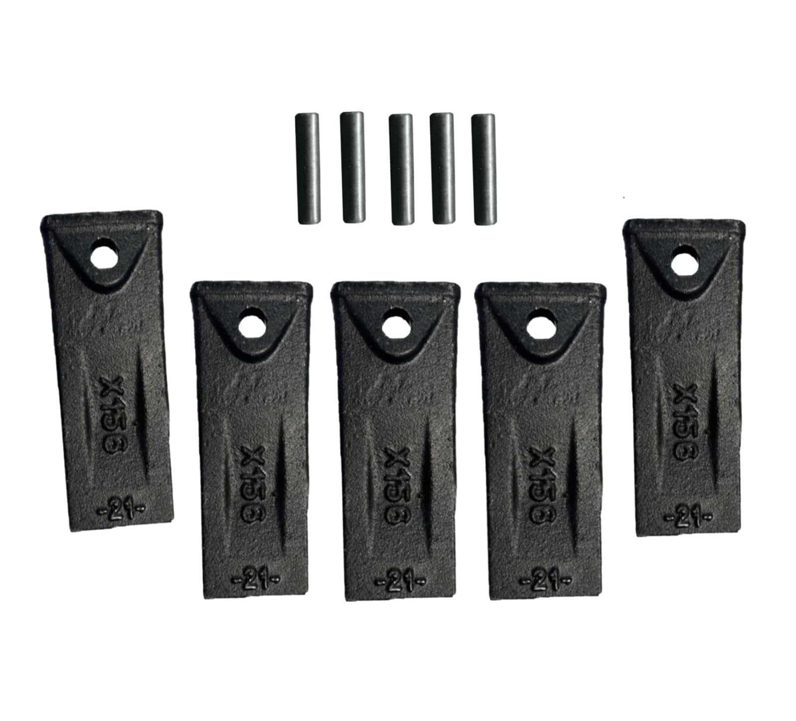 5pk X156 Backhoe | Skid Steer | Mini Excavator Standard Bucket Teeth w/Pins FITS for Mini Excavator Short Bucket Teeth X156 X156S P156 6716001 TX156X(