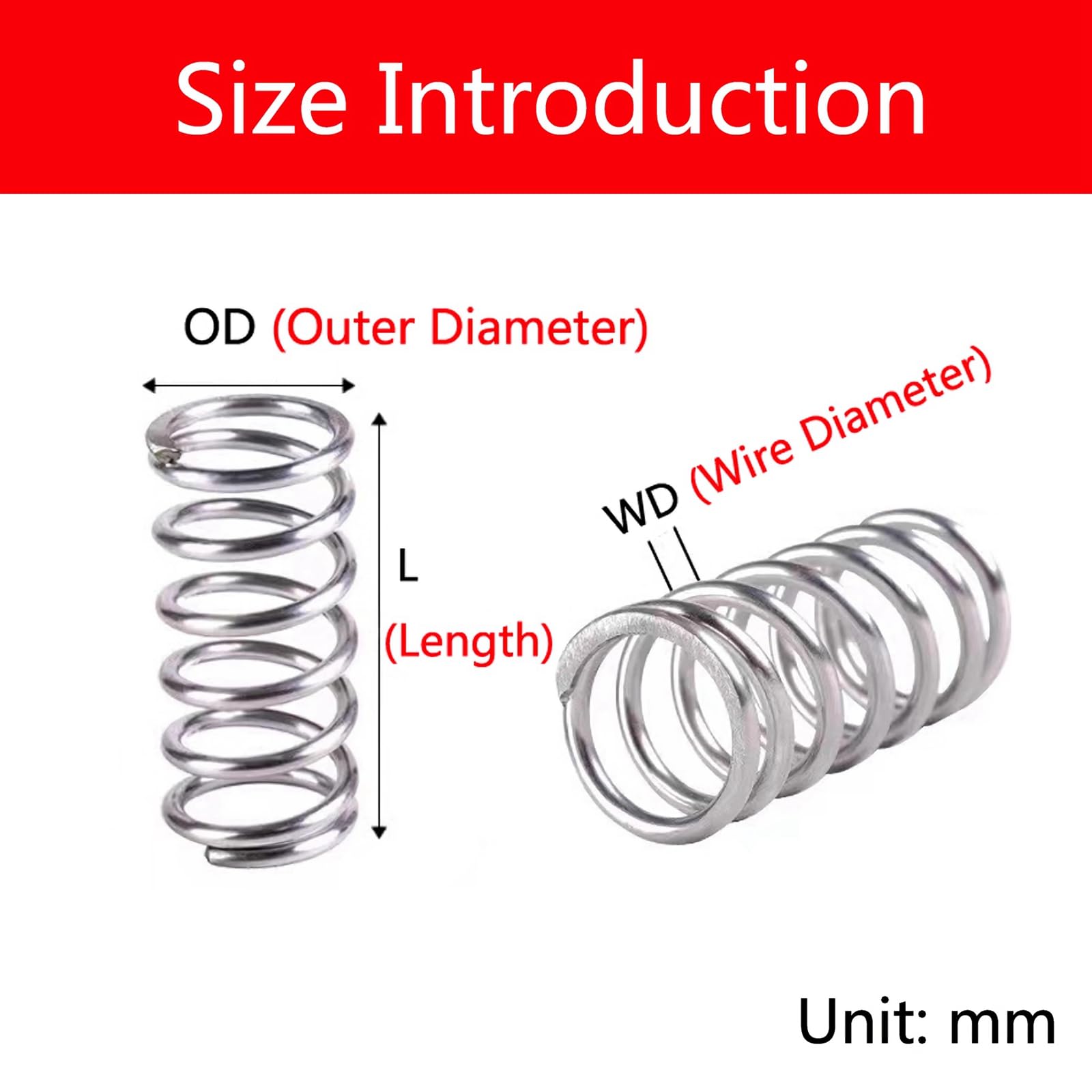 1 molla di compressione piccola in acciaio inox 304, per riparazioni di cesoie da giardino e fai da te, diametro esterno 12-20 mm,2,2 x 16,5 x 1500 mm