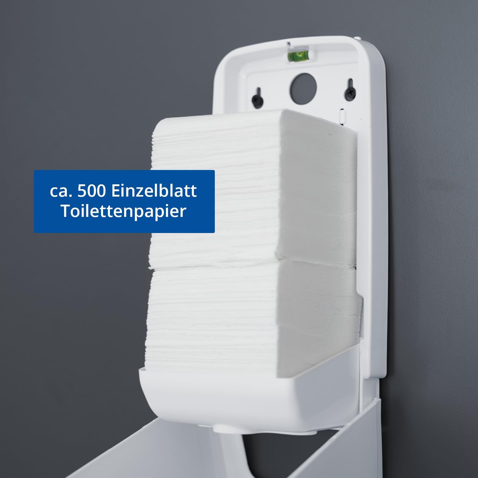 HypaFol Toilettenpapierspender Set Einzelblatt-System und Einzelblattpapier, weiß matt – abschließbar, hygienisch, modernes Design, für Gewerbe & WC
