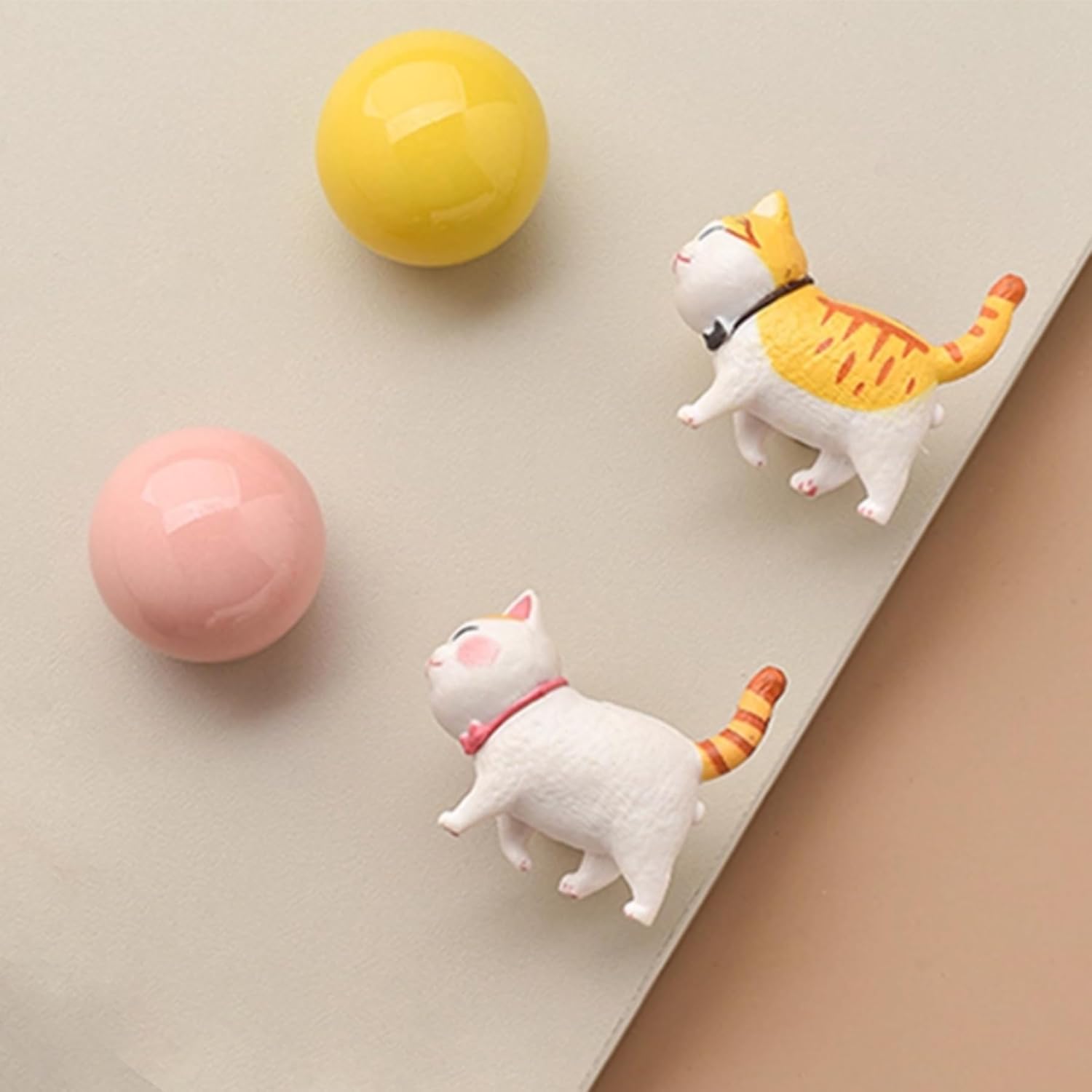Cute Animal Knobs,Cupboard knobs Lovely pulls,2pcs Ball & Cat Shape Drawer knob, with Screws for Cabinets,Closet, Modern Dressers,Shoe Cabinets,Wardrobe Children's Room (Orange)