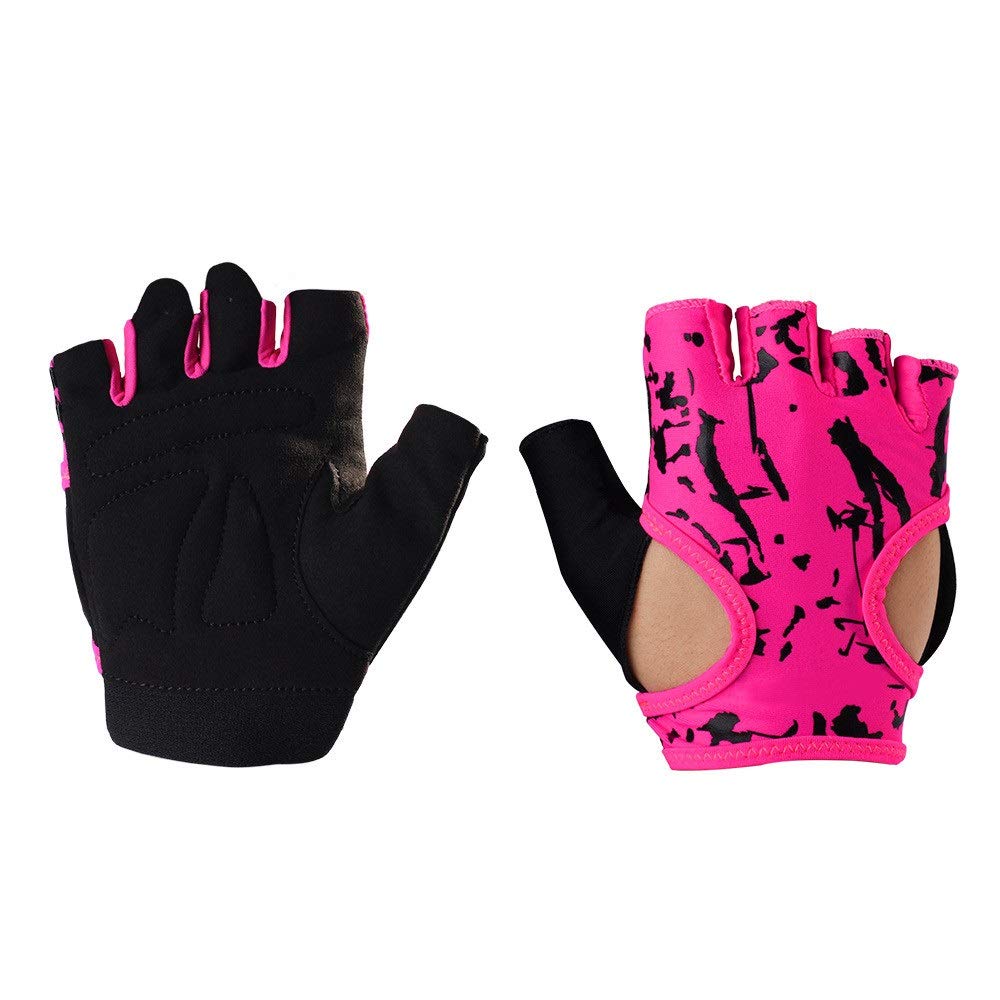 Guanti Antiscivolo per la Palestra Guanti da Palestra, Guanti da Cross Training, Guanti da Sollevamento Pesi Senza Dita(Pink,M/L)