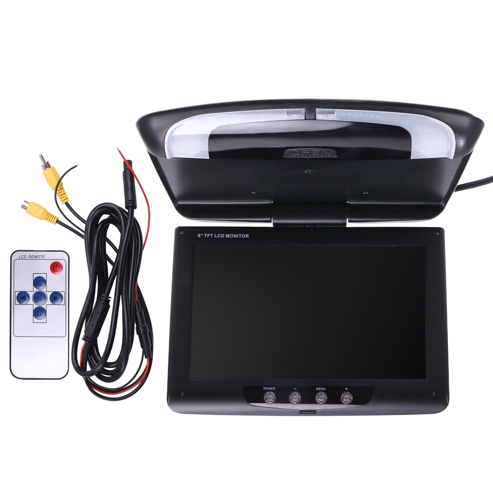 Monitor de Techo de Coche, Pantalla LCD Abatible, Vídeo Multimedia Superior, Pantalla Montada en Techo, Techo de Coche, Negro