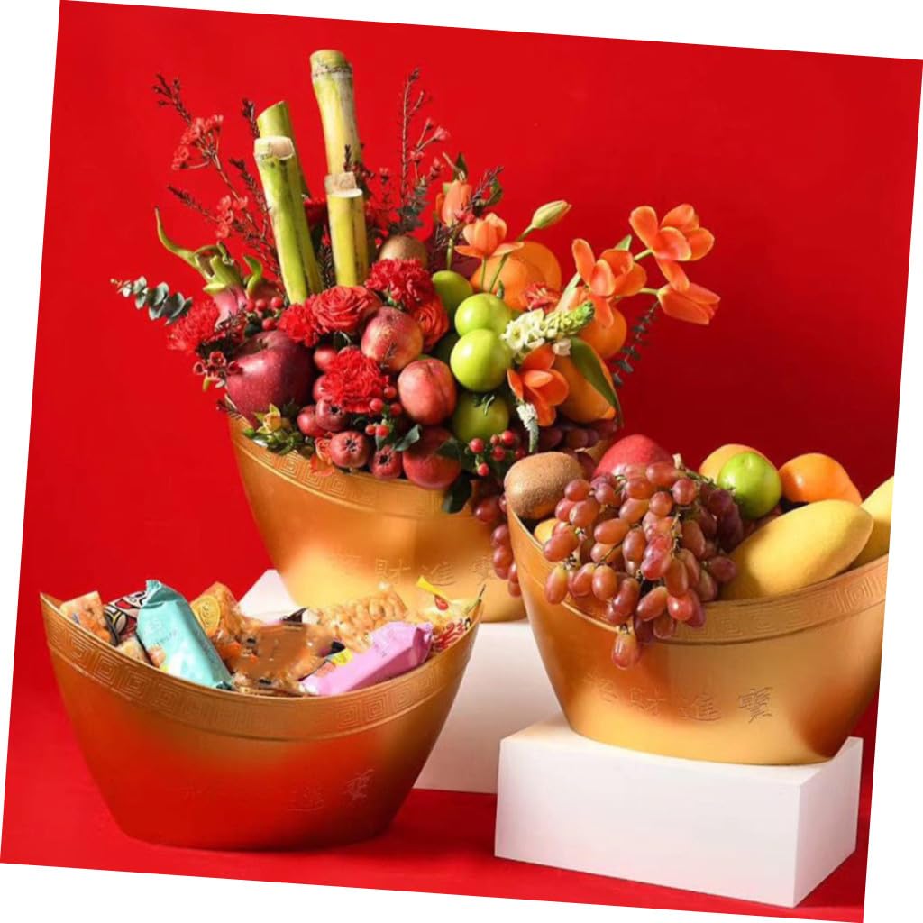 MOLUCKFU Neujahrs-geschenkbox Goldener Metallbehälter Langlebige Tragbare Aufbewahrungsbox für Blumenarrangements Dekorativer Ingottopf für Festliche Dekoration und Geldgeschenke