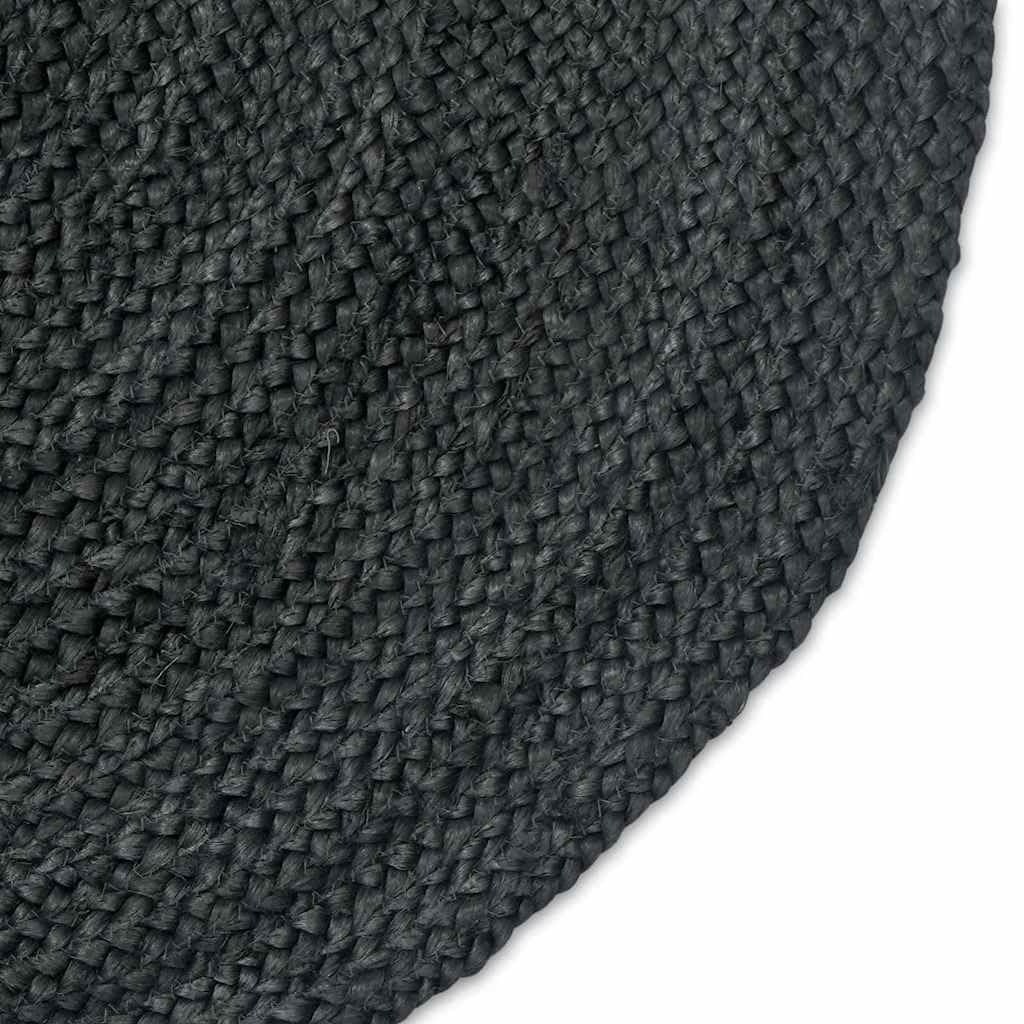 Tapis gris foncé, 122 x 183 cm, fait à la main, ovale, en jute naturelle, tapis moderne en jute pour salon, chambre à coucher et salle à manger