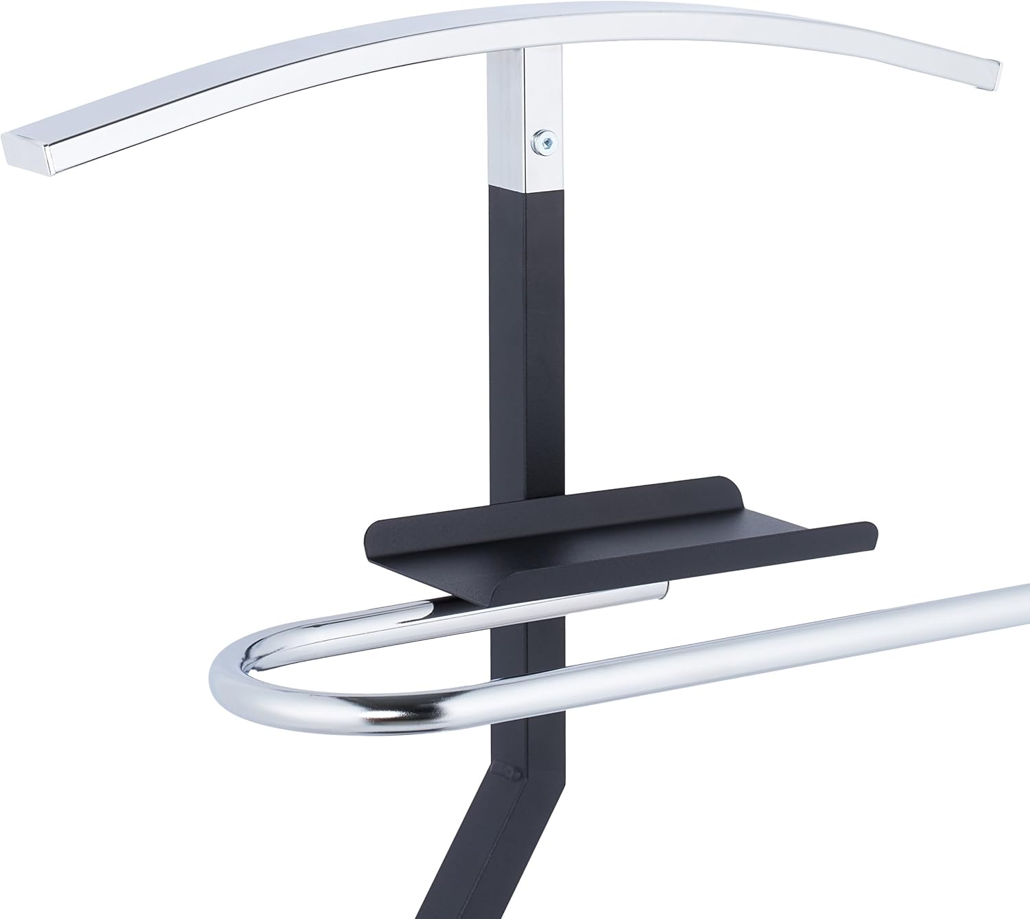 Valet Stand, Shelf for Accessories, Steel, Men & Women Clothes Hanger, HWD: 105 x 45.5 x 24 cm, Black/Silver