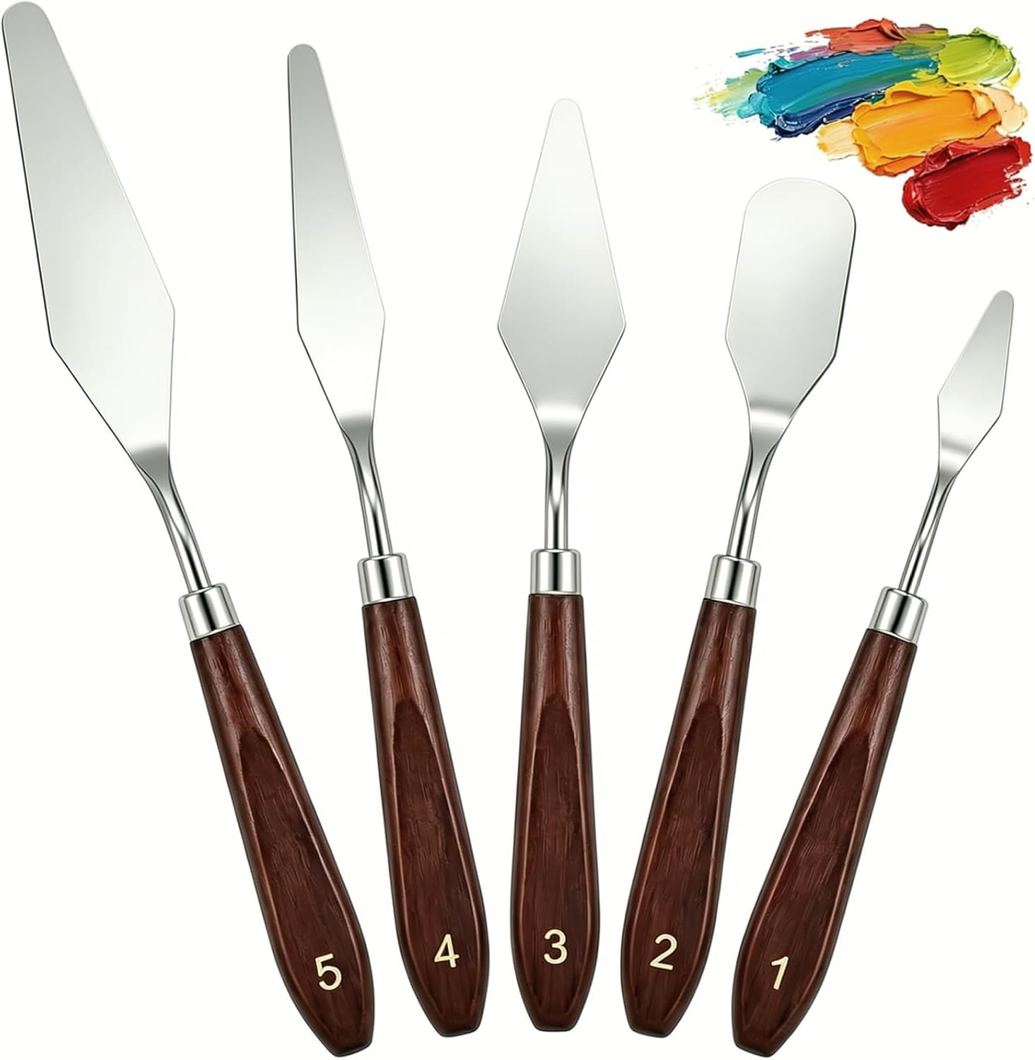 5pcs Palette Knife Painting Stainless Steel Spatula Wood Handle