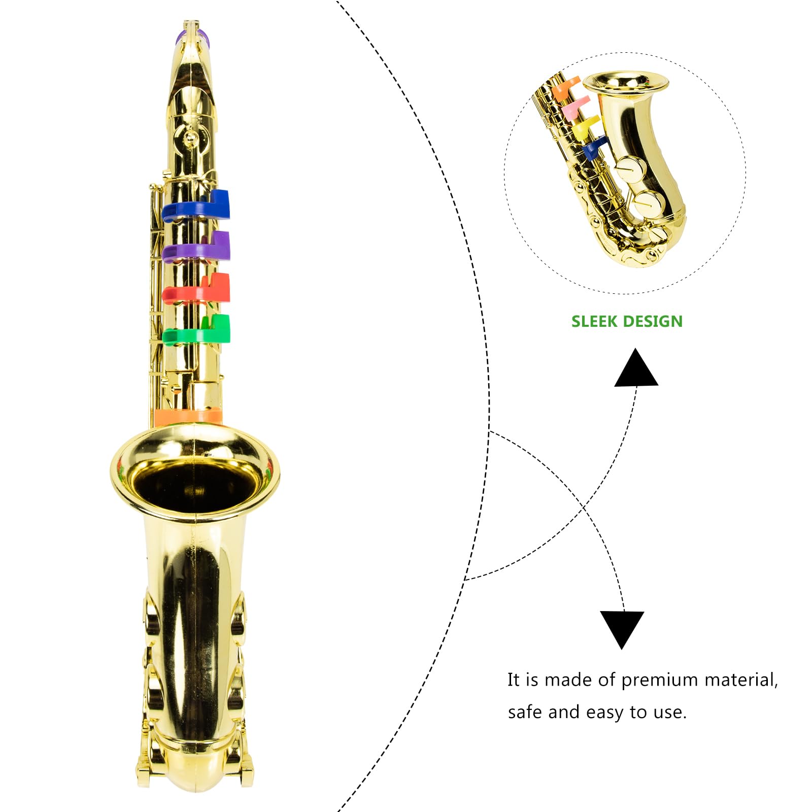 SUPVOX Sax Giocattolo Educativo per Bambini Oro, Saxofono Giocattolo, Tromba per Bambini in Plastica