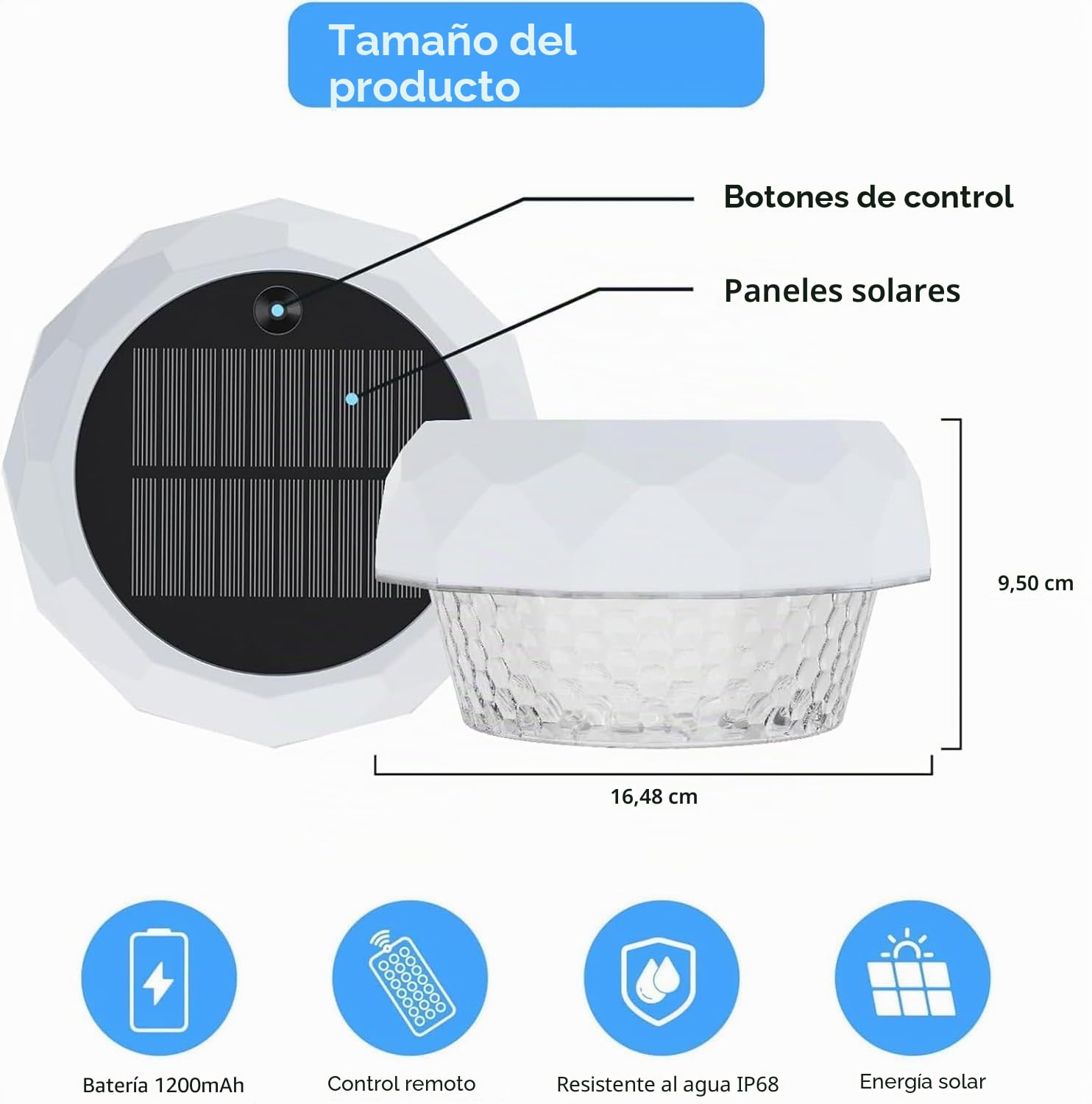 Joycome Luces Piscina IP68 Impermeables Luz Solar con Control Remoto, Luz Piscina RGB LED Luces Solar Flotantes Lampe para Jardín Acuario Estanque Bañera Decoración