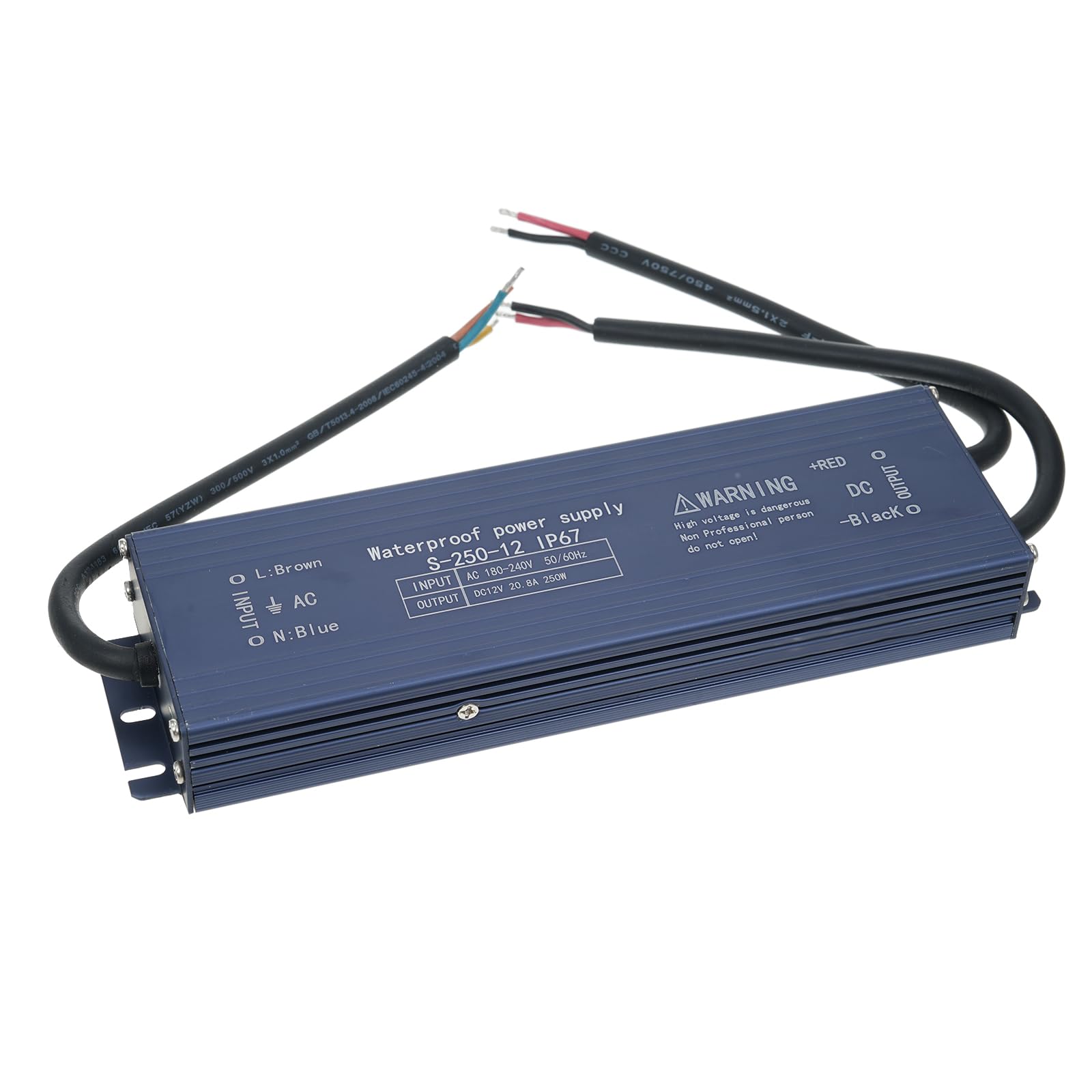 Fafeicy Driver LED IP67, Trasformatore di Tensione di Alimentazione Switching da 400 W, Adattatore di Alimentazione Impermeabile per Striscia Luminosa a LED per Insegne Luminose (250W)
