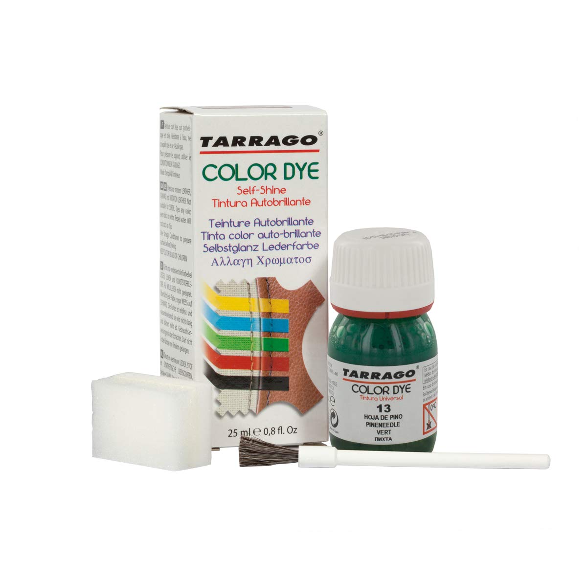 Tinte para Zapatos y Bolsos de Cuero y Textil con Esponja y Brocha | Cubre Rozaduras y Desgastes del Calzado | Gama de 90 colores — view 62
