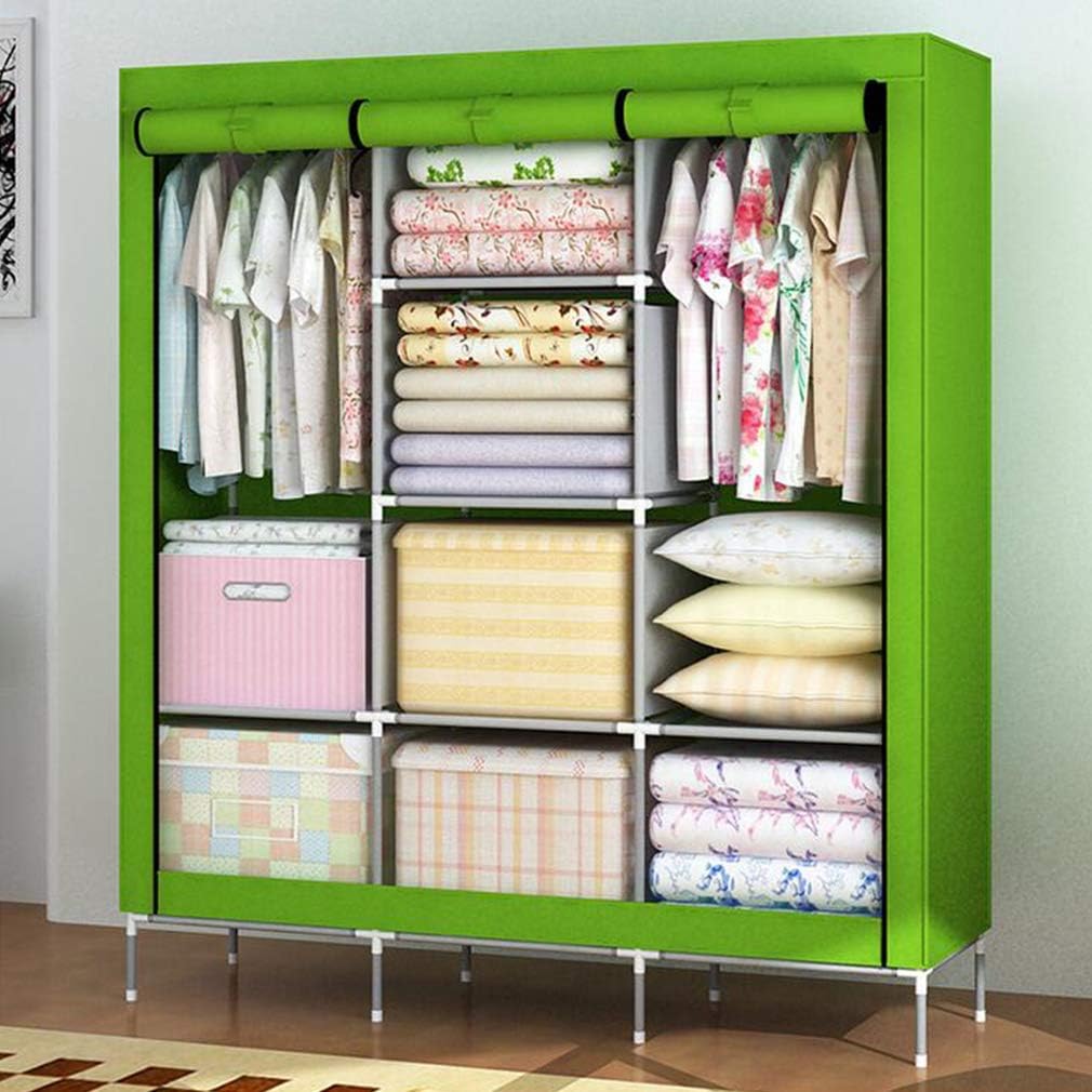 Cloth Wardrobe Clothes Closet, Portable Closet Wardrobe Storage Closet Standing Closet Fabric Cabinet Portable Wardrobe Organizer Storage,Green_130x45x175cm