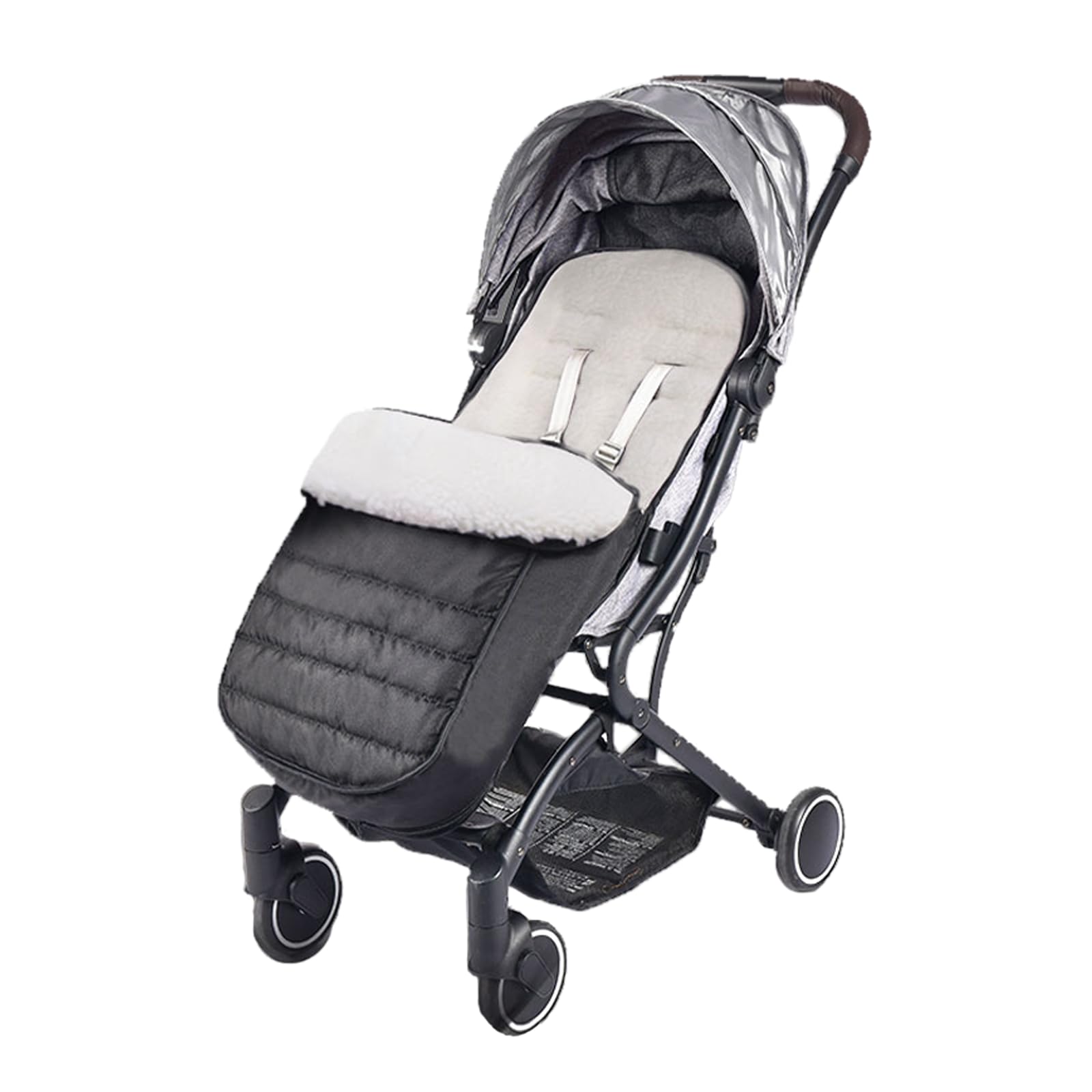 Cosytoes Chancelière Fairy Baby imperméable et coupe-vent avec doublure polaire universelle pour poussette, landau, buggy Taille L (polaire noir/blanc)