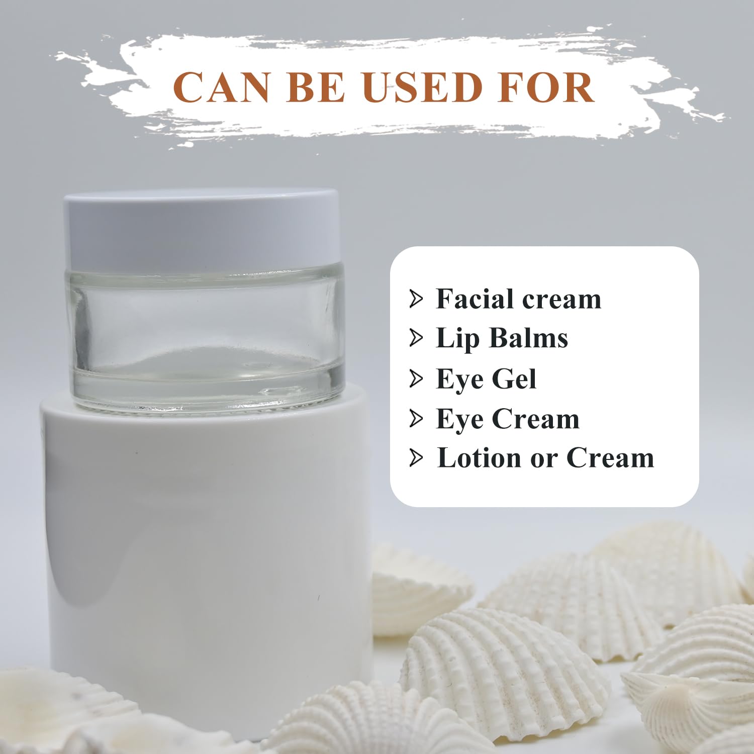 Happy Packaging 30 Ml Clear Round Empty Glass Cosmetic Cream Container | Jars With White Cap And White Inner Lids For Creams| Balms | Face Scrub | Body Cream Etc (3) - Image 5 thumbnail