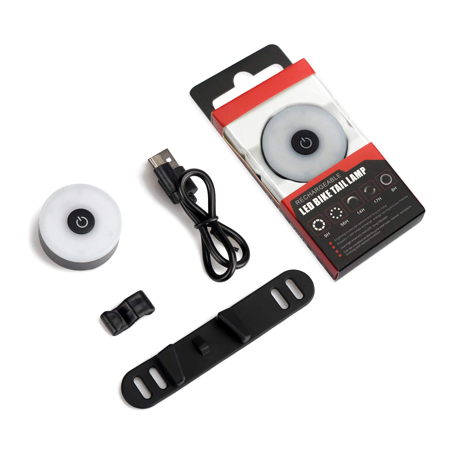 Daffodil LEC500 - Lampe Vélo LED Clignotante Feu Arrière Lumière Rouge Puissant 5 Modes d’éclairage - Batterie Rechargeable USB-C Étanche pour Cyclisme VTT Trottinette Enfant etc