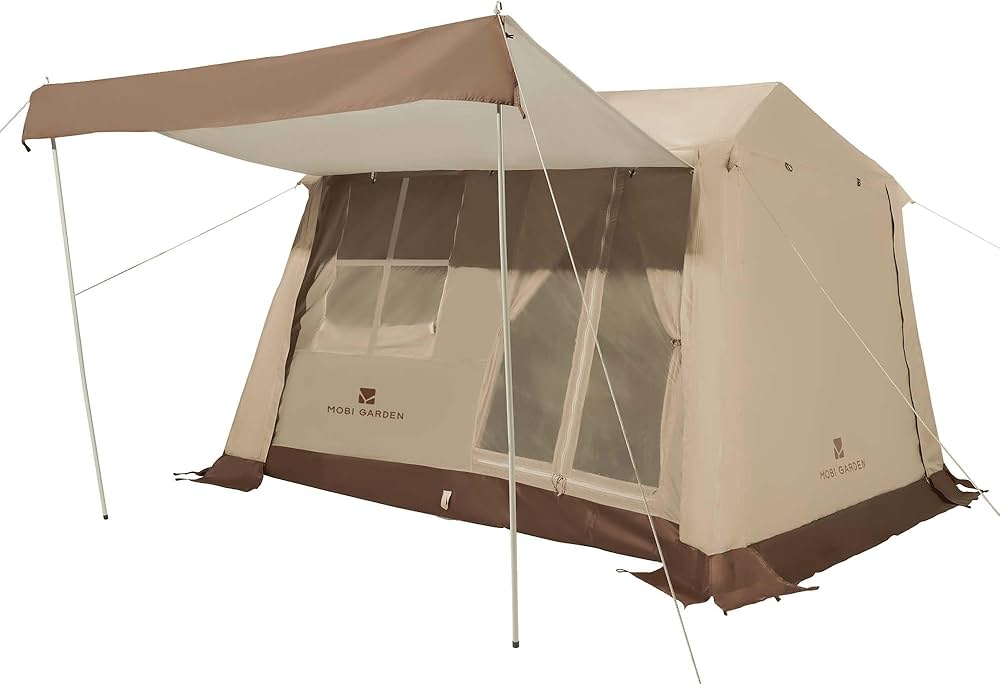 MOBI GARDEN ロッジ型 ワンタッチテント 新品未使用 Amazon.co.jp: MOBI GARDEN ワンタッチテント 4人用 シルバーガ