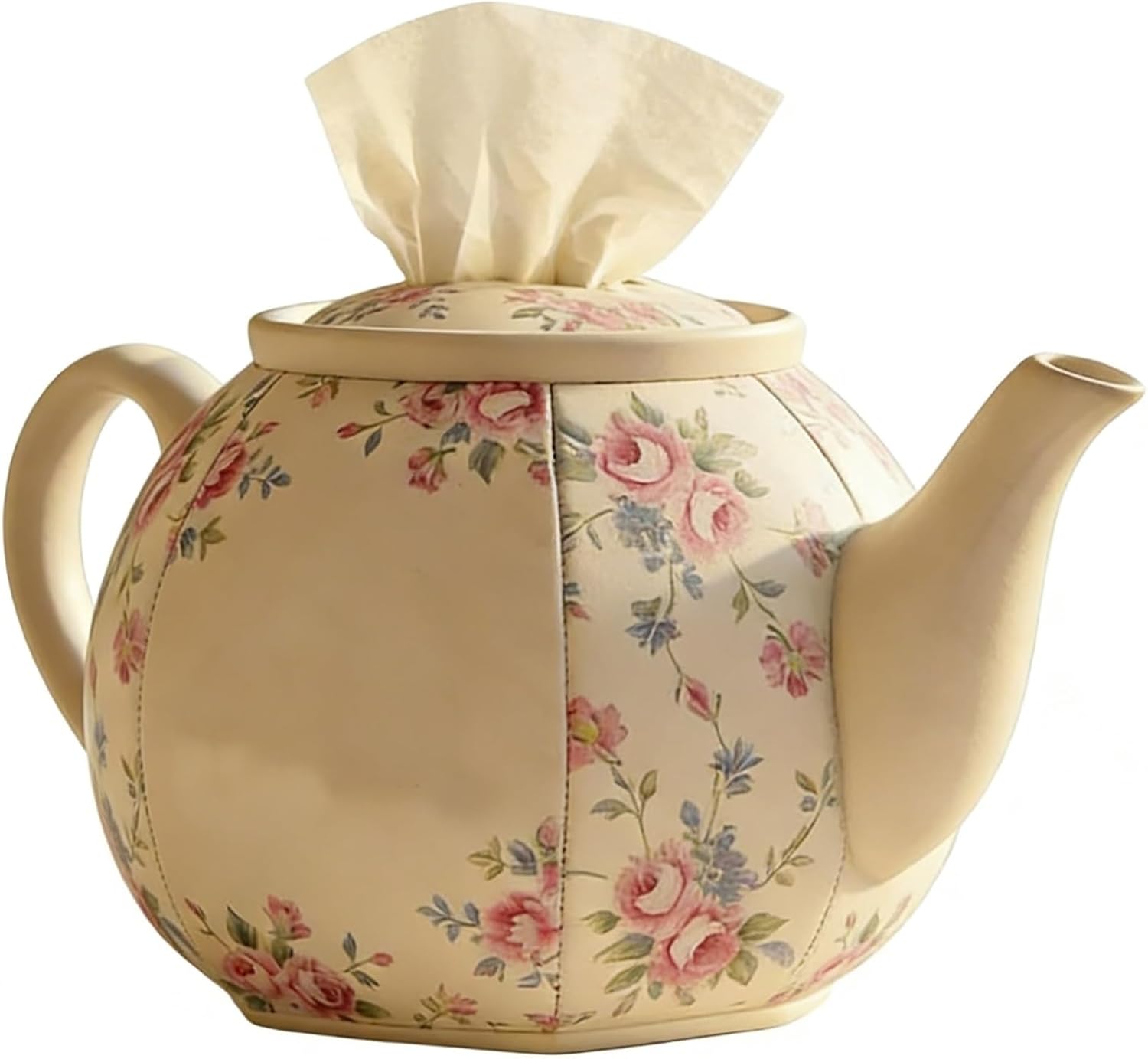 Personalized Teapot Tissue Box Cover, Vintage Floral Teapot Tissue Box Cover, Vintage Tea Lover Home Decor, for Those who Love Tea, Flowers, and All Things Nostalgic(1pc)