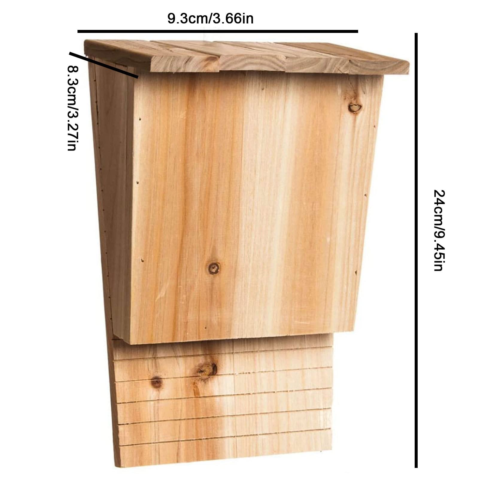 murciélago madera para exteriores – Caja murciélago colgante, cobertizo madera natural para murciélago con techo, caja murciélago casero casa refugio nido murciélago, 24 x 8,3