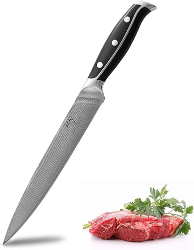 Cuchillo de cocina de Damasco, cuchillo de cocina profesional forjado con VG10 Super Steel de 67 capas de Damasco, mango ergonómico de ABS
