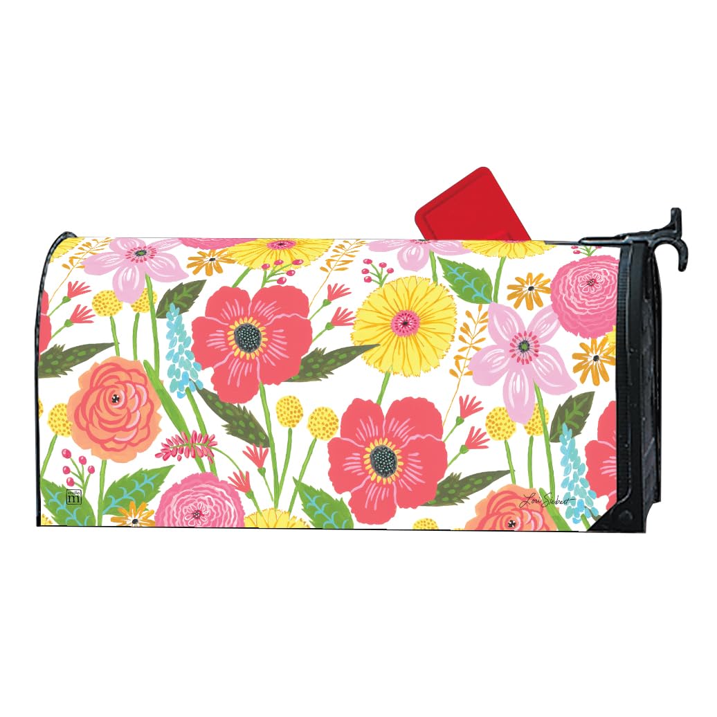 Studio M Bright Floral Garden MailWrap – Magnetic Mailbox Cover for Standard 6.5 x 19 Inch Mailbox – Weather Resistant Vinyl – Colorful Spring Outdoor Décor