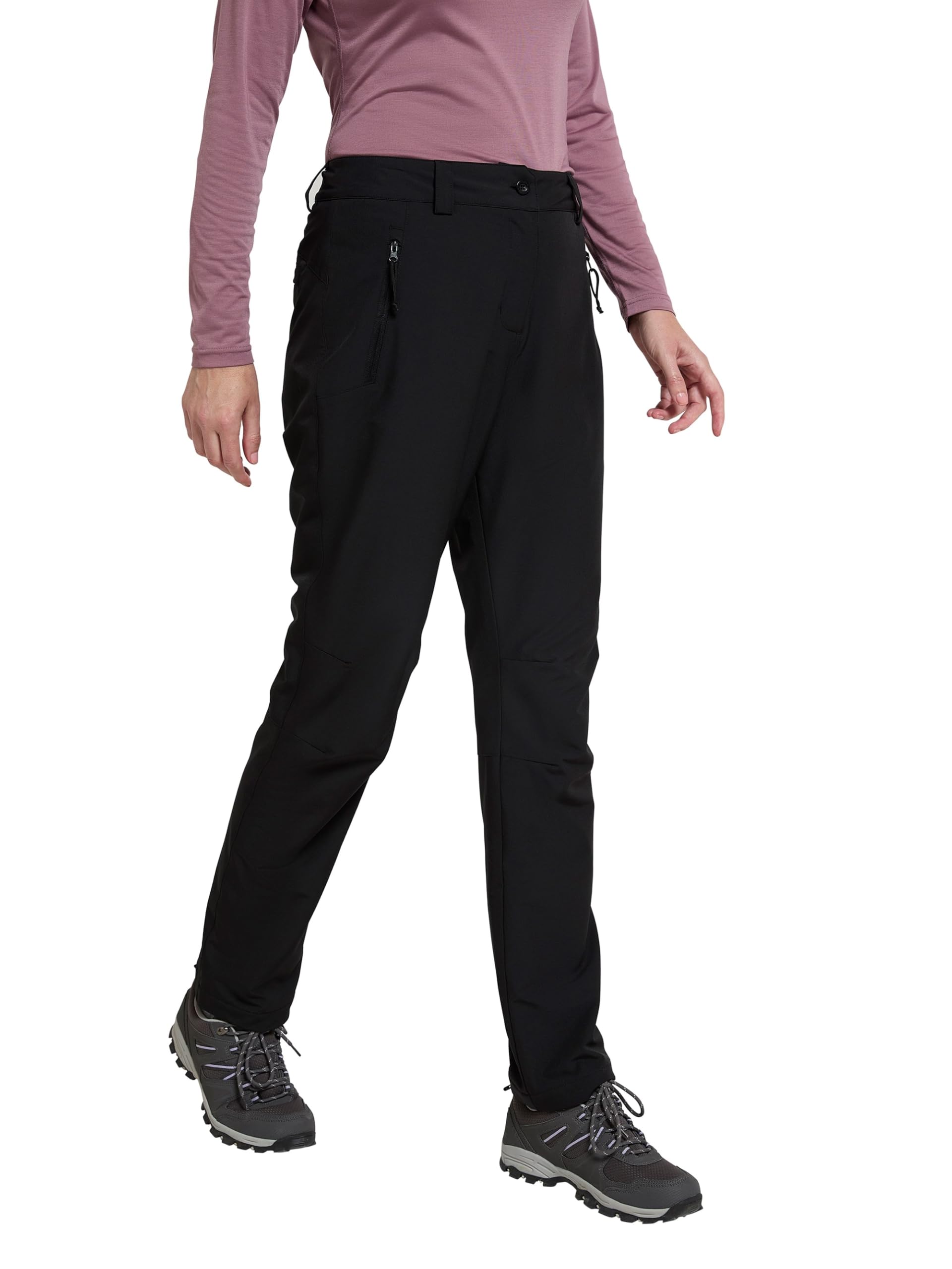 Mountain Warehouse Arctic Thermal Womens Trousers - Fleece Lined Pants, Stretch, Many Pockets, Cosy Ladies Bottoms, Warm - for Walking, Camping, Hiking Black (Short) 18
