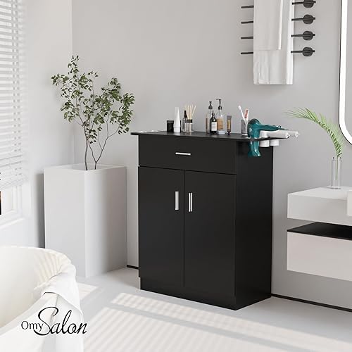Miniatura 2 de OmySalon Estación de almacenamiento de salón, estaciones de peluquería, equipo de spa para salón de belleza, gabinete independiente con 1 cajón, 1