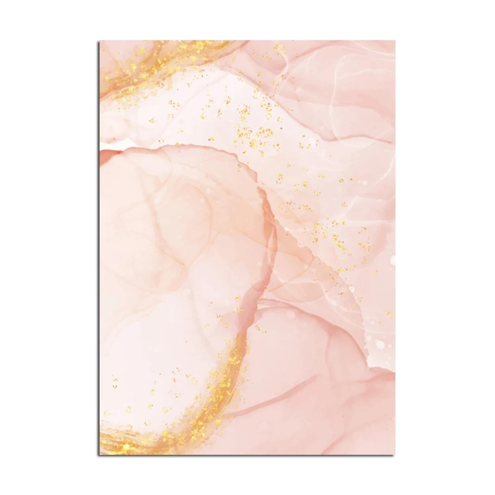 YIUEYI Lienzo de mármol rosa dorado para pared, pinturas artísticas hermosas impresiones carteles e imágenes abstractas imprimibles para decoración de sala de estar, marco de madera de 50 x 75 cm x 3