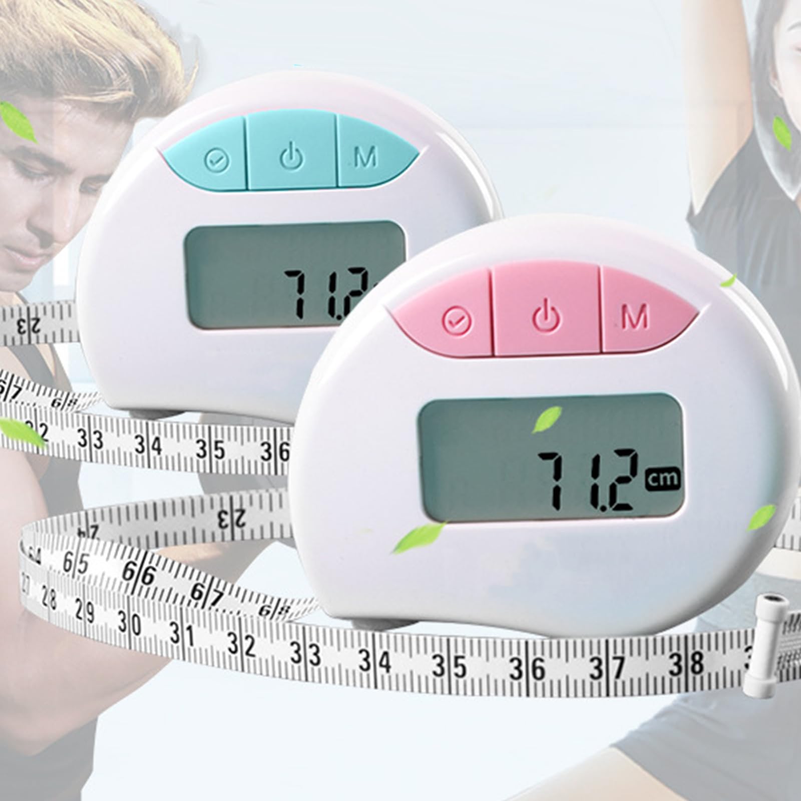 Cinta métrica, cinta métrica, regla compatible con Bluetooth con medición dirigida Cinta suave apta for el control del cuerpo Pérdida de peso Cinta métrica corporal retráctil Cinta de coser(Blue)