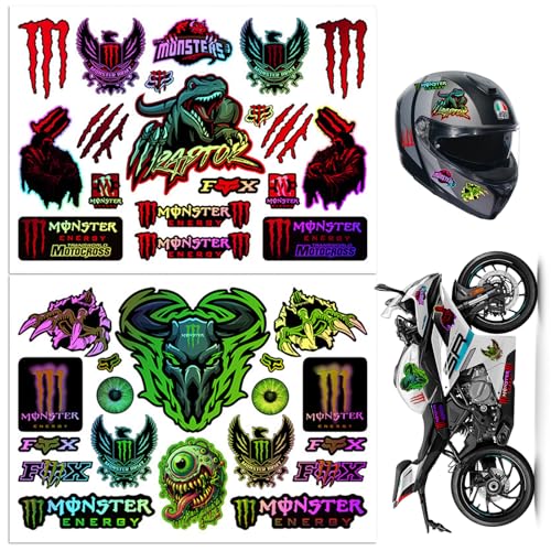 Pegatinas Moto Adhesivo de Motocicleta Pegatinas Reflectantes Monster Energy Adhesivo Casco para Motocicletas, Cascos, Motos de Cross, Monopatines