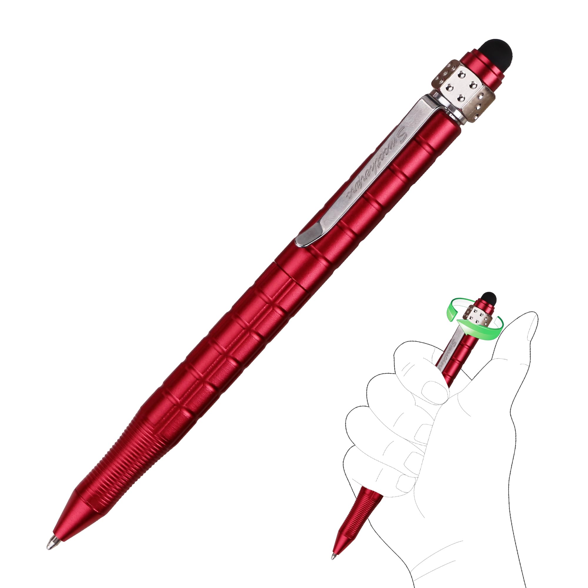 SMOOTHERPRO Stylus Fidget Spinner Pen Compatible with Parker Refill Stress Relief Smooth Bearing Creative Gadget EDC for Office School Red(FSA01R)