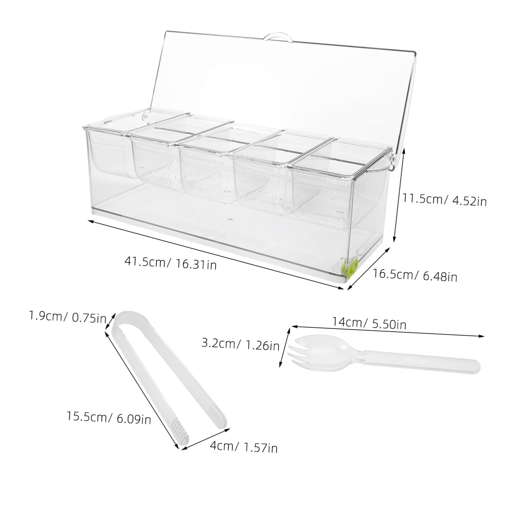 OUNONA Plateau à Condiments Réfrigéré avec Couvercle Plateau Plastique Compartiments Distributeur Froid pour Bar à Garnitures Fruits et Légumes Buffet Froid Service Traiteur