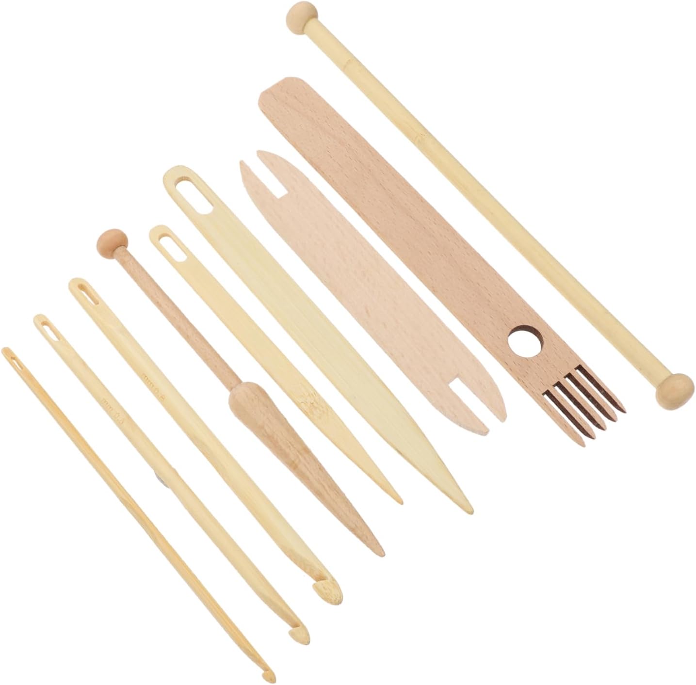 DOITOOL Knitting Machine Accessories Crotchet Tapestry Needles Set Wooden Weaving Needles Crochet Hooks for Boys and Girls