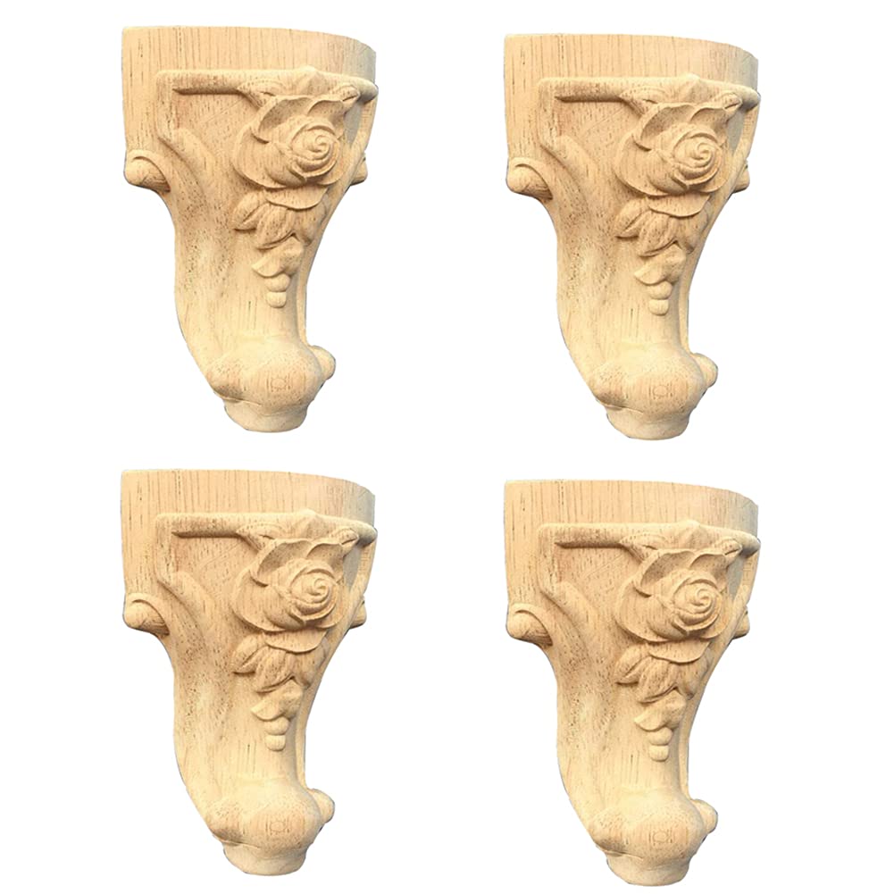 NWB Set of 4 Wood Carved Furniture Legs,4