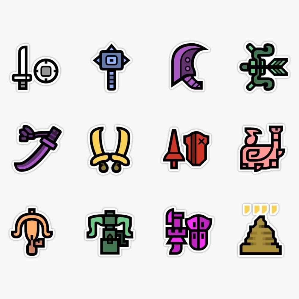 Monster Hunter Weapon Icons Vinyl Waterproof Sticker Decal Car Laptop Wall Window Bumper Sticker 5"