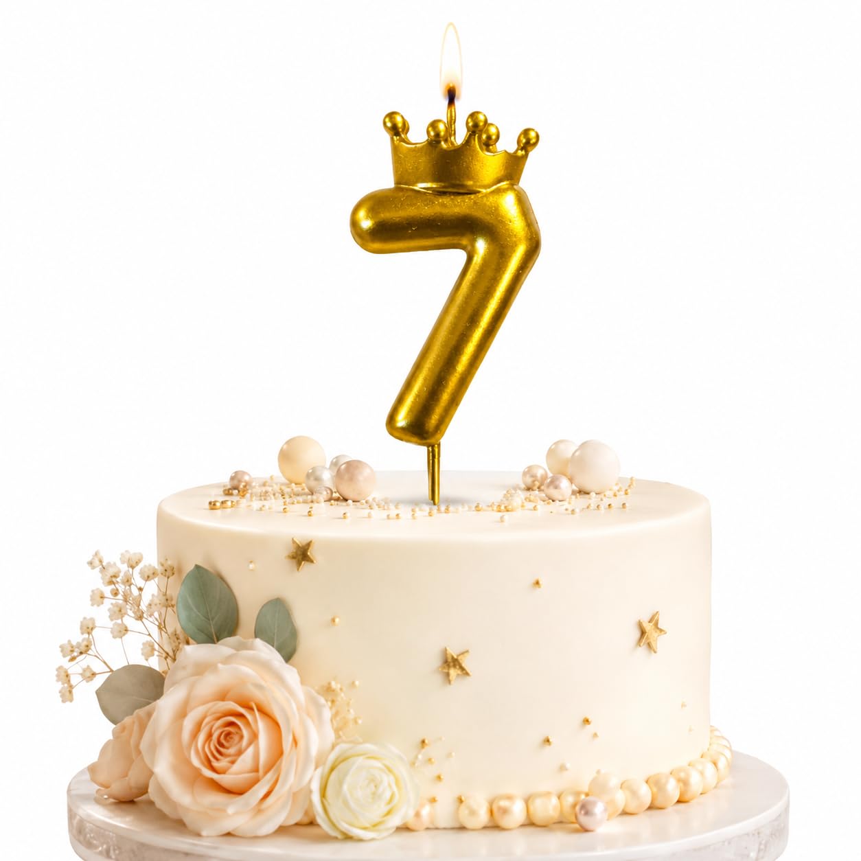 Gold Crown Birthday Candle - 3D Number 3 Cake Topper -24