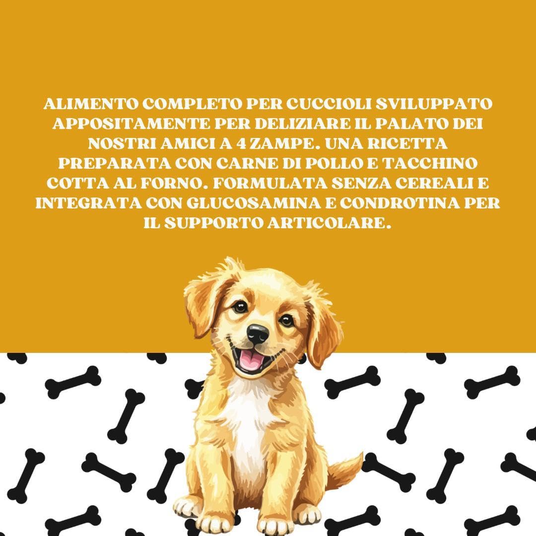 Monge grill Cane puppy, alimento completo per cani cuccioli, bocconi al forno gusto POLLO e TACCHINO 100gr | Promo 10 bustine da 100gr + 2 OMAGGIO.