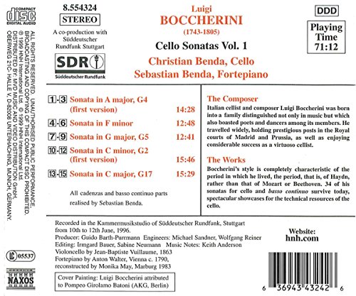Boccherini: Cello Sonatas, Vol. 1