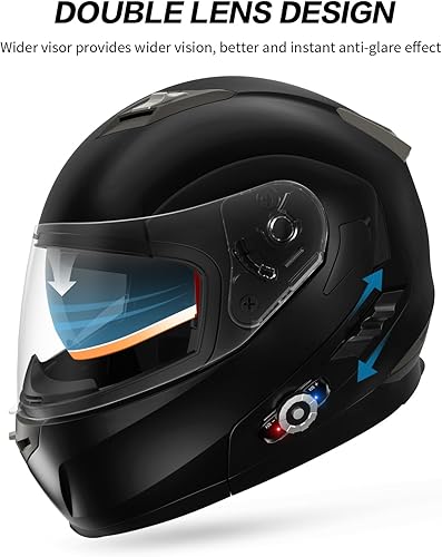 Miniatura 5 de Casco de motocicleta Bluetooth 5.0 integrado con EPS nuevo FreedConn BM2-S, modular, abatible, con doble visera, aprobado por DOT FMVSS-218, MP3 FM