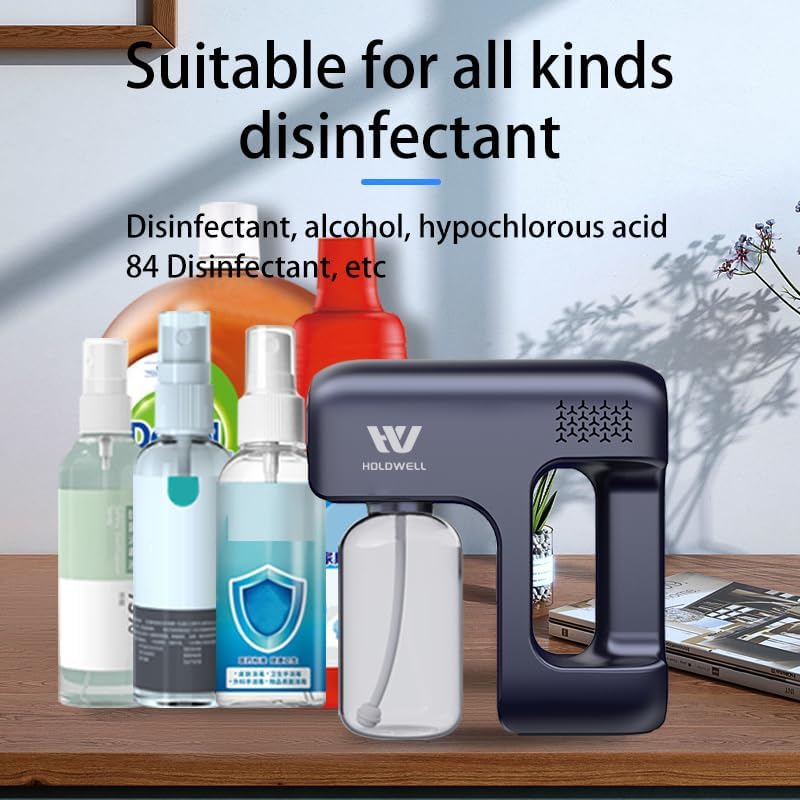 Disinfectant Fogger Machine, Cordless Electric Blue Light Disinfection Gun, Nano Sprayer for Salon/School/Hospital/Home/Office/Car/Gym/High-Contact Item Etc. (Blue)