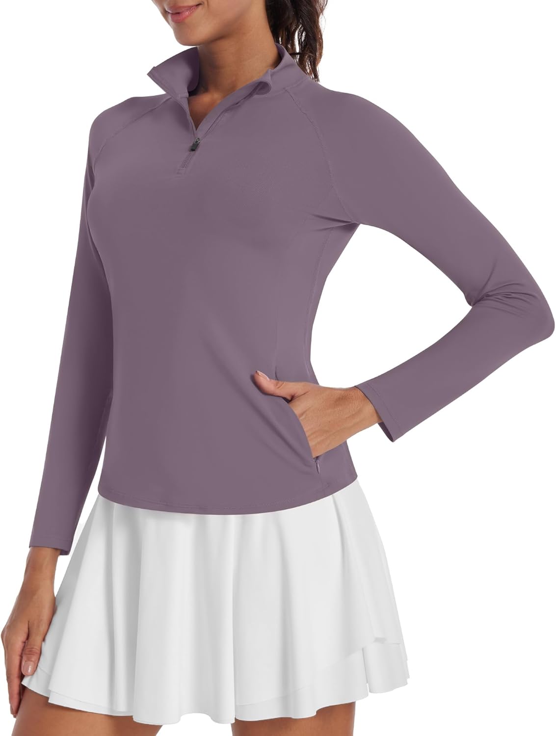 Runhit Women's Quarter Zip Pullover with Pockets Long Sleeve Golf Tennis Shirts UPF 50 Sun Protection Workout Athletic Tops