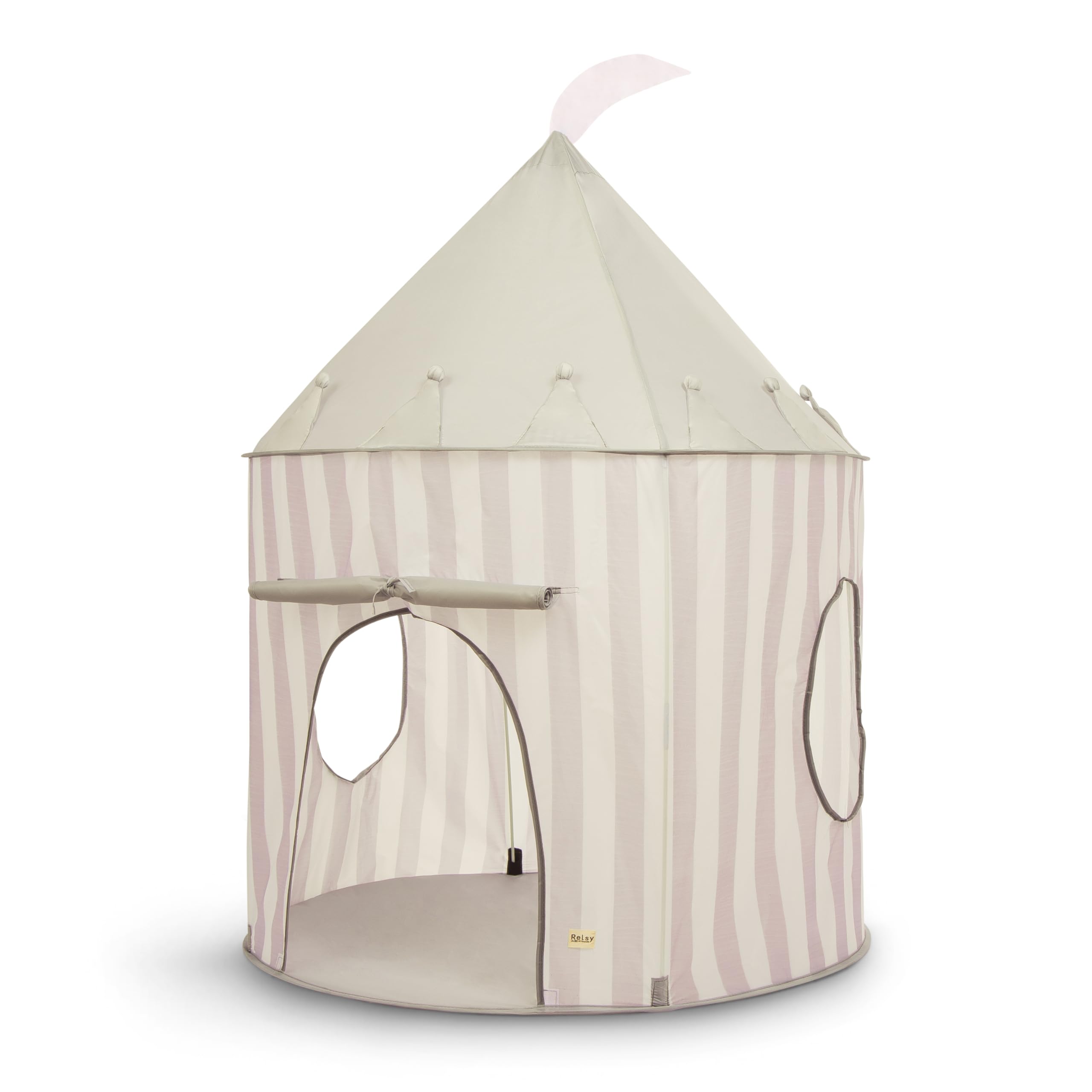 Relsy Grey Play Tent For Kids, Indoor/Outdoor Playhouse Striped Foldable Play Tent For Children & Toddlers, Ball Pit & Garden Toys, White & Grey Striped Design