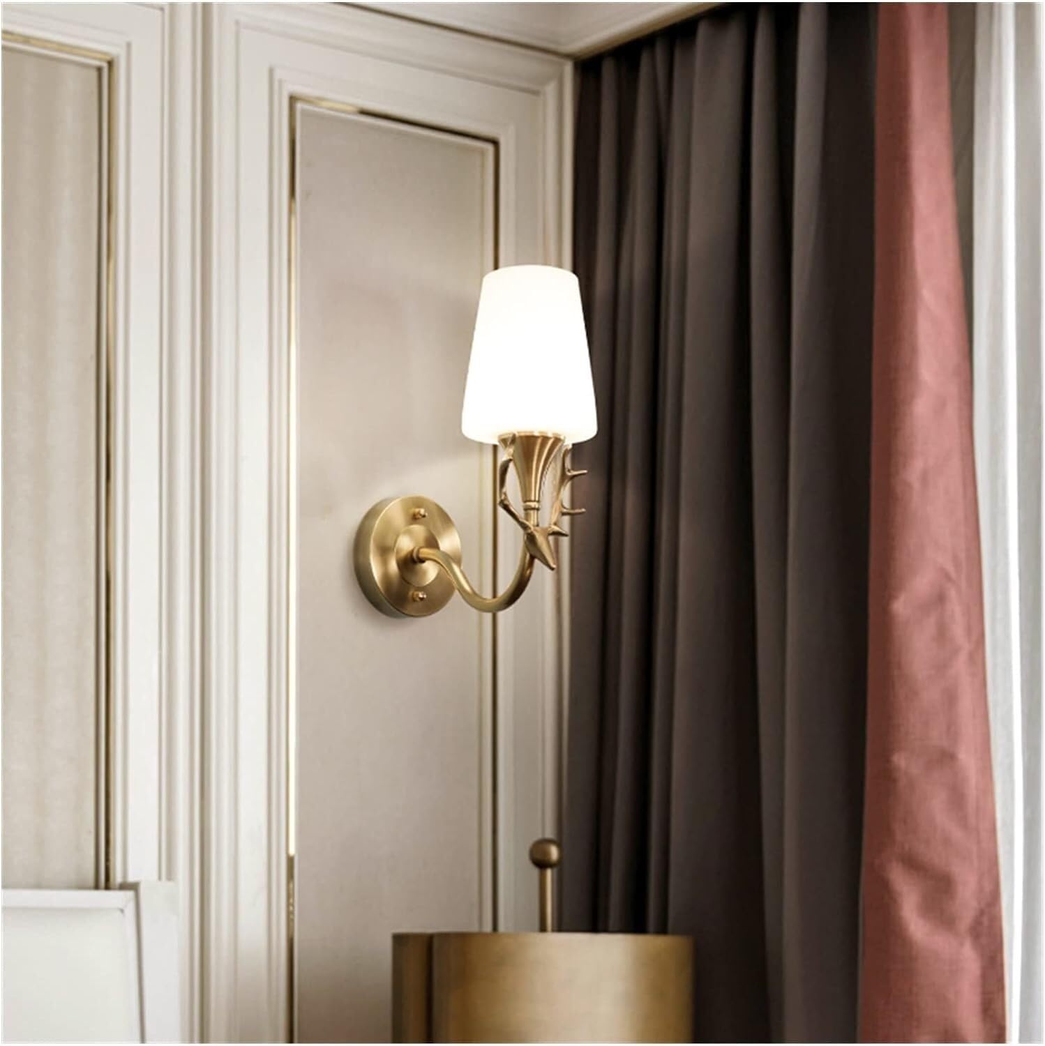 Miedziane poroże lampa ścienna sypialnia prosta lampka nocna salon przejście łazienka lustro lampa przednia, czarna